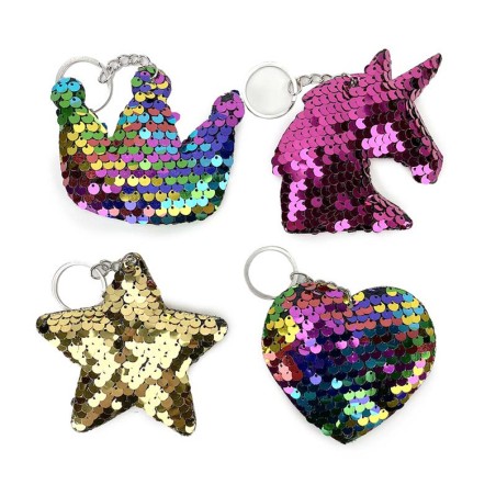 4 PORTE-CLES SEQUINS MULTICOLORES CADEAUX JEUX A PINATA