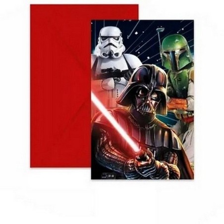 6 CARTES D'INVITATIONS + ENVELOPPES STAR WARS DARK VADOR