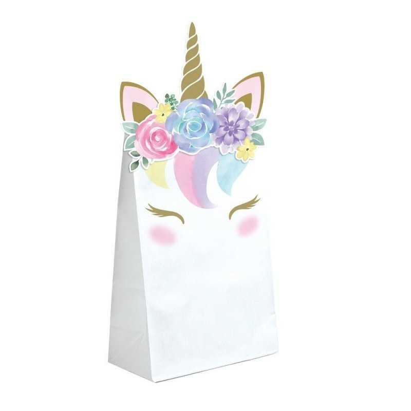 8 SACHETS CADEAUX LICORNE EN PAPIER