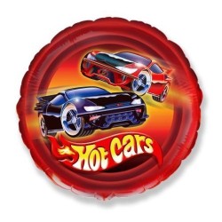 BALLON METALLIQUE ROND HOT CARS 45 CM 