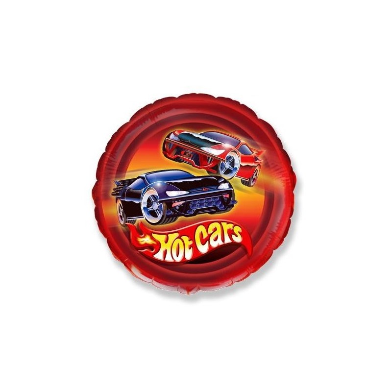 BALLON METALLIQUE ROND HOT CARS 45 CM 