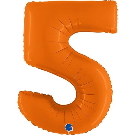 BALLON METALLIQUE CHIFFRE 5 ORANGE MAT 102 CM 