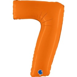 BALLON METALLIQUE CHIFFRE 7 ORANGE MAT 102 CM 