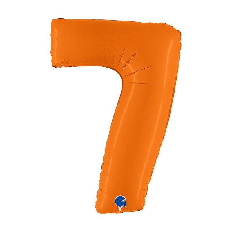 BALLON METALLIQUE CHIFFRE 7 ORANGE MAT 102 CM 