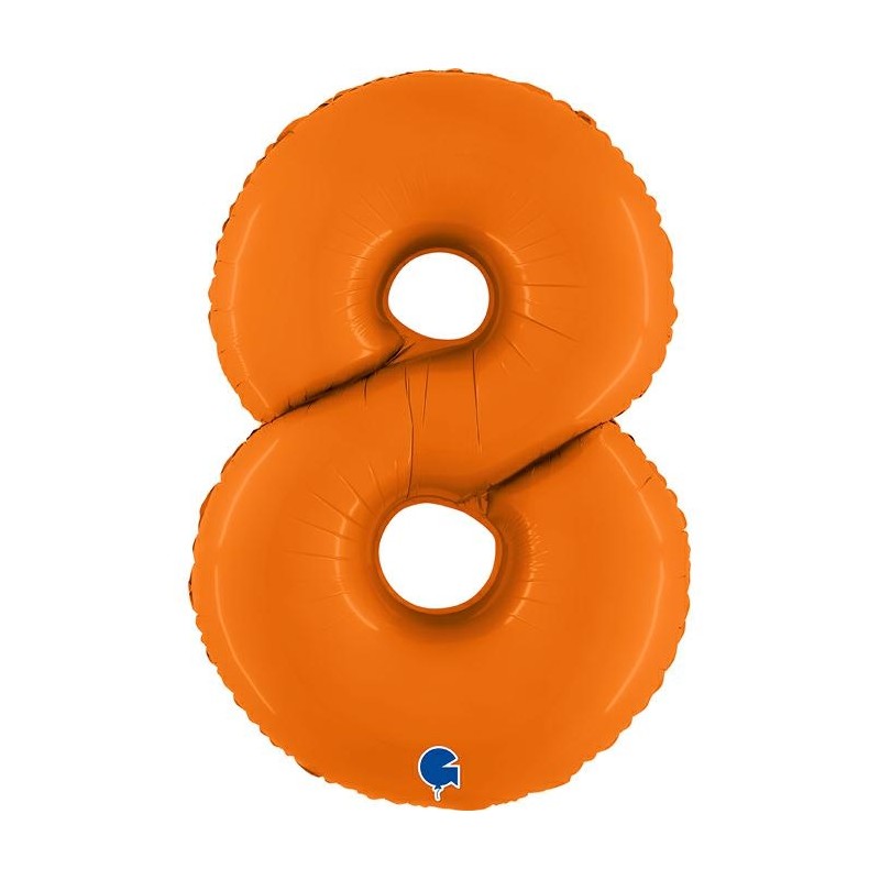 BALLON METALLIQUE CHIFFRE 8 ORANGE MAT 102 CM 