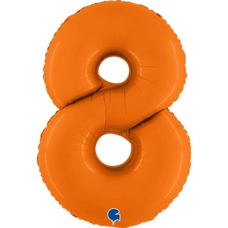 BALLON METALLIQUE CHIFFRE 8 ORANGE MAT 102 CM 