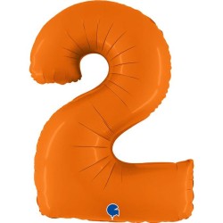 BALLON METALLIQUE CHIFFRE 2 ORANGE MAT 102 CM 