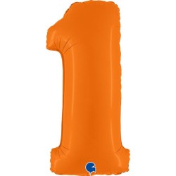 BALLON METALLIQUE CHIFFRE 1 ORANGE MAT 102 CM 