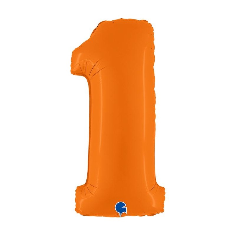 BALLON METALLIQUE CHIFFRE 1 ORANGE MAT 102 CM 