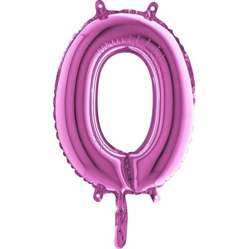 BALLON METALLIQUE LETTRE O FUSHIA 35 CM