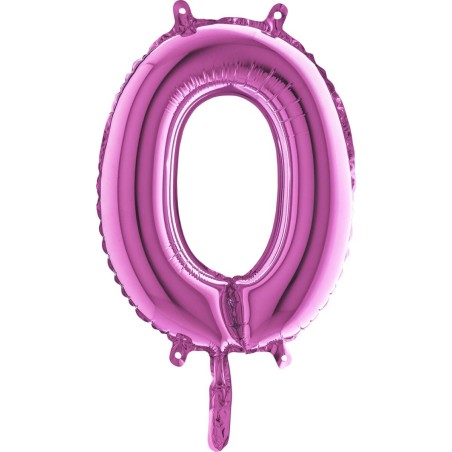 BALLON METALLIQUE LETTRE O FUSHIA 35 CM