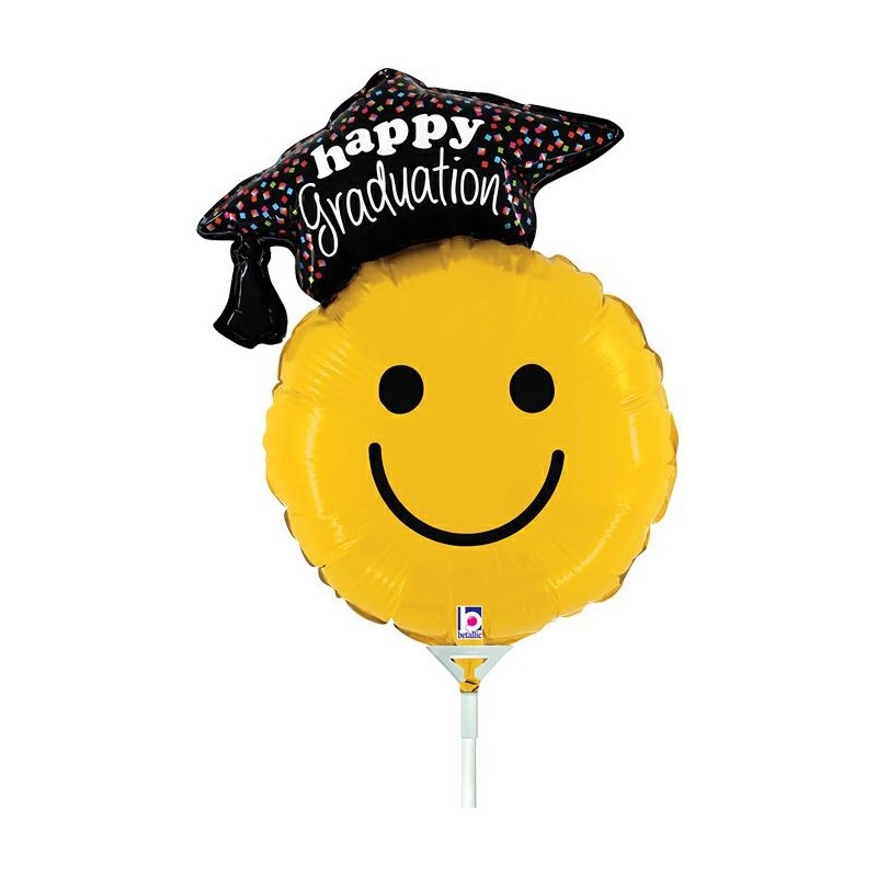 BALLON METALLIQUE GRADUATION SMILEY POUR FETE DE LAUREAT 20 X 28 CM 