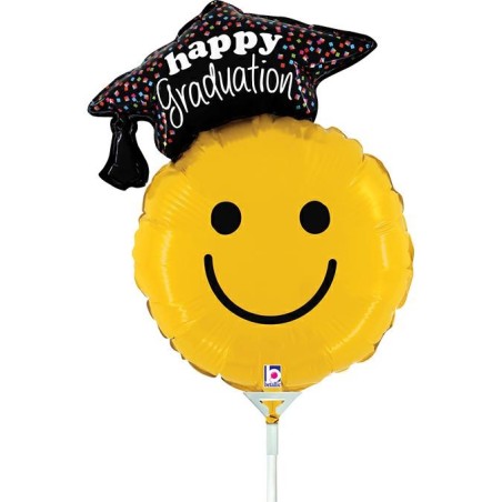 BALLON METALLIQUE GRADUATION SMILEY POUR FETE DE LAUREAT 20 X 28 CM 