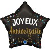 BALLON METALLIQUE ETOILE 46 CM HAPPY BIRTHDAY SUR FOND NOIR