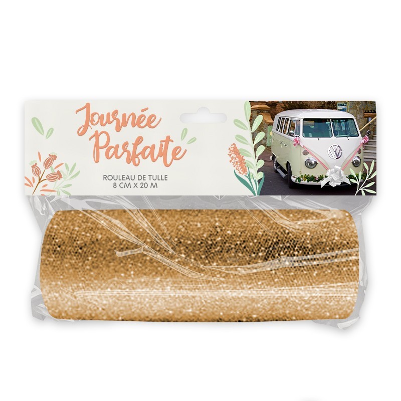 ROULEAU DE TULLE OR 15 CM X 9M GLITTER ROULEAU DE TULLE OR 15 CM X 9M GLITTER
