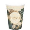 10 GOBELETS BIRTHDAY JUNGLE VERT ET OR 250 ML