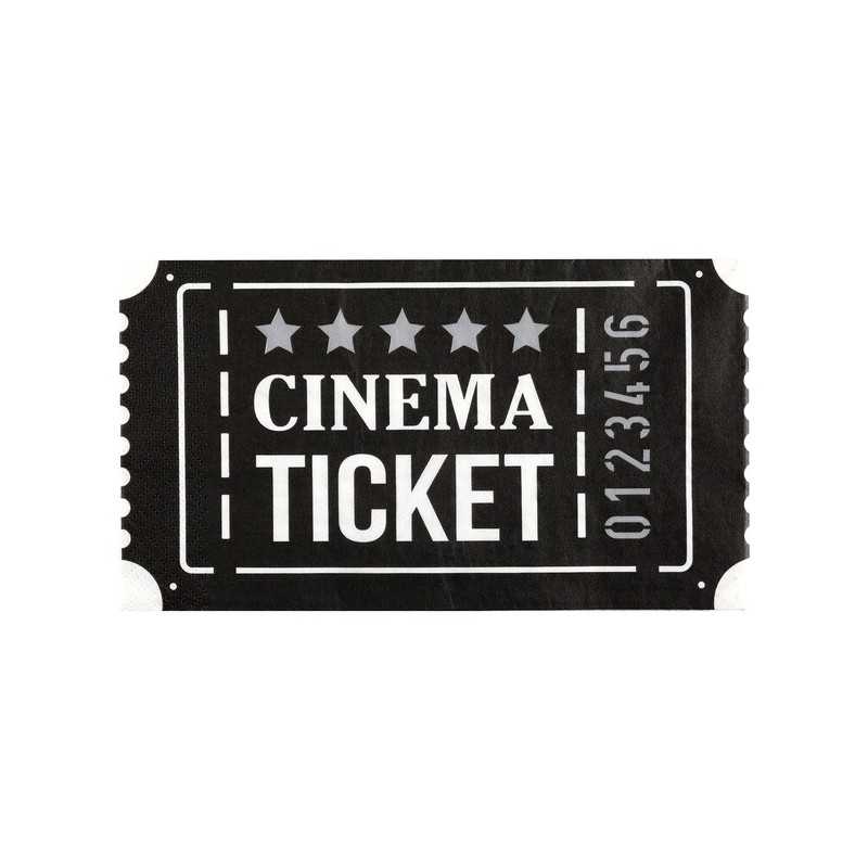 20 SERVIETTES PAPIER TICKET CINEMA 40 X 33 CM