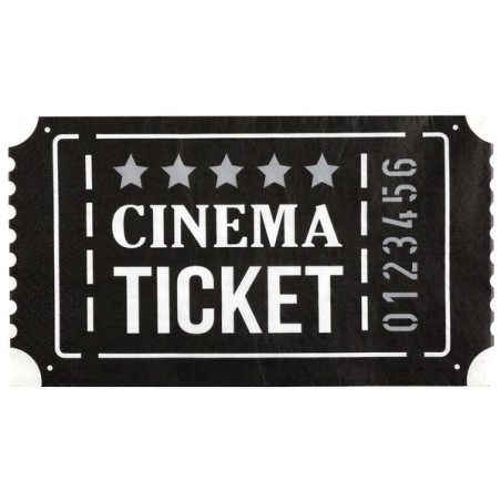 20 SERVIETTES PAPIER TICKET CINEMA 40 X 33 CM