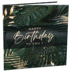 LIVRE D'OR BIRTHDAY JUNGLE VERT ET OR 24 X 24 CM