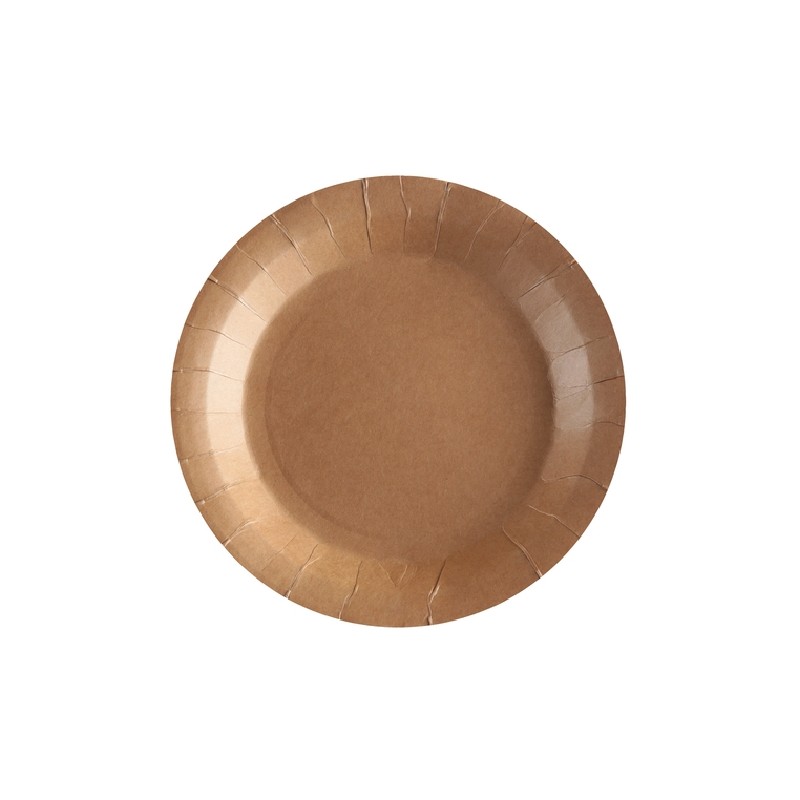 10 ASSIETTES CARTON RONDE COULEUR NATUREL OU KRAFT 18 CM 