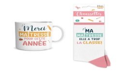 COFFRET CADEAU MERCI MAITRESSE POUR CETTE ANNEE MUG + CHAUSSETTES