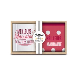 COFFRET CADEAU MEILLEURES MARRAINE MUG + CHAUSSETTES