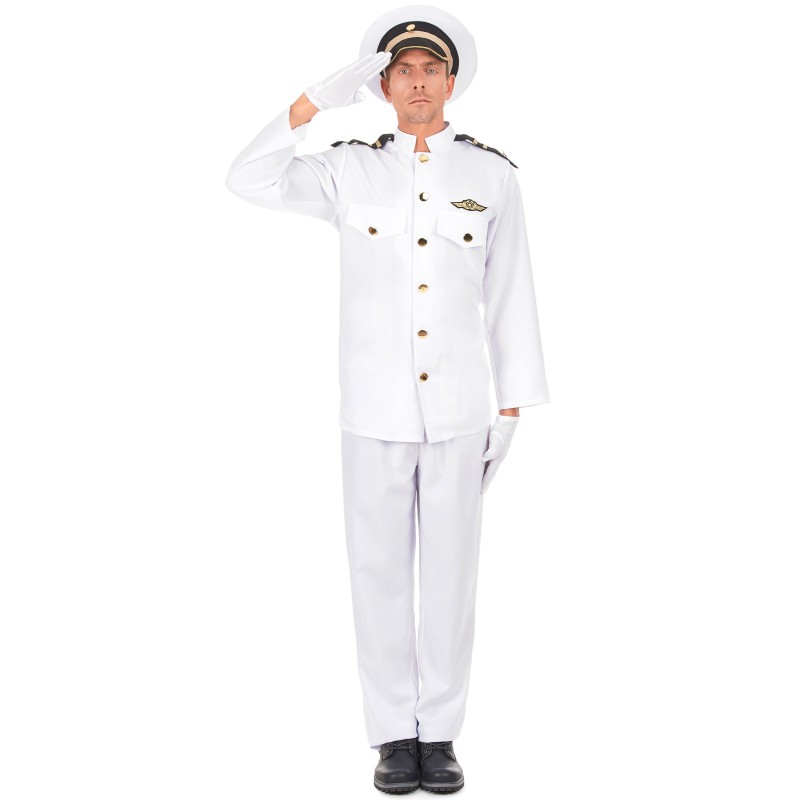 DEGUISEMENT DE CAPITAINE DE MARINE BLANC TAILLE M-L