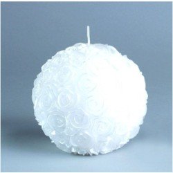 1 BOUGIE BOULE DE FLEURS BLANCHE GM