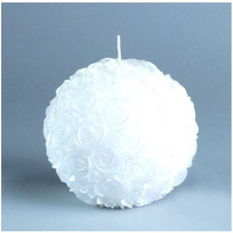 1 BOUGIE BOULE DE FLEURS BLANCHE GM
