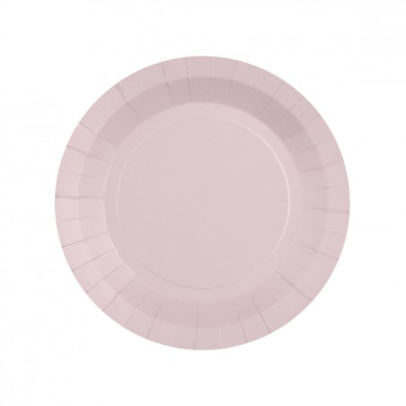 10 ASSIETTES CARTON RAINBOW RONDE ROSE PASTEL   18 CM 