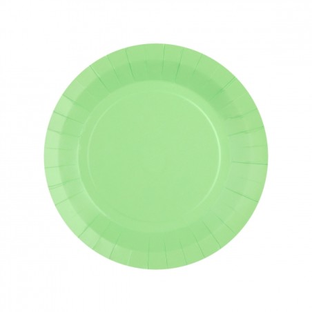 10 ASSIETTES CARTON RAINBOW RONDE VERT PASTEL   18 CM 