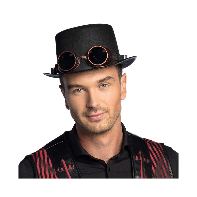 CHAPEAU HAUT DE FORME STEAMPUNK AVEC LUNETTES ( STEAMGOGGLES )