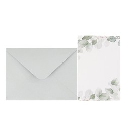 10 INVITATIONS CARTE DE VOEUX JARDIN BOTANIQUE VERT SAUGE ET BLANC 