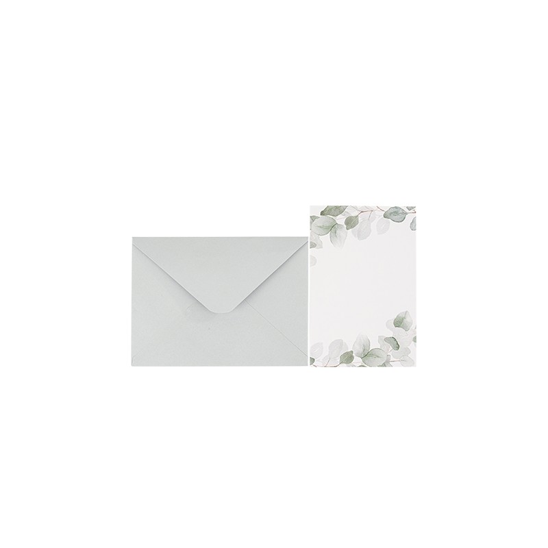 10 INVITATIONS CARTE DE VOEUX JARDIN BOTANIQUE VERT SAUGE ET BLANC 