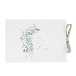 LIVRE D'OR JARDIN BOTANIQUE VERT SAUGE ET BLANC 16 X 23 CM 64 PAGES 