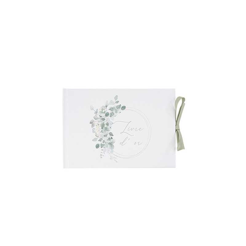 LIVRE D'OR JARDIN BOTANIQUE VERT SAUGE ET BLANC 16 X 23 CM 64 PAGES 