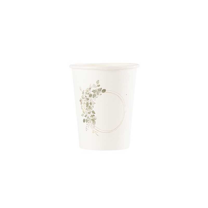 8 GOBELETS JARDIN BOTANIQUE VERT SAUGE ET BLANC 255 ML