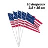 10 DRAPEAUX DE TABLE USA 9.5 X16 CM 