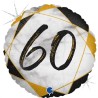 BALLON METALLIQUE ROND MARBLE MATE NOIR 60 ANS 46 CM 