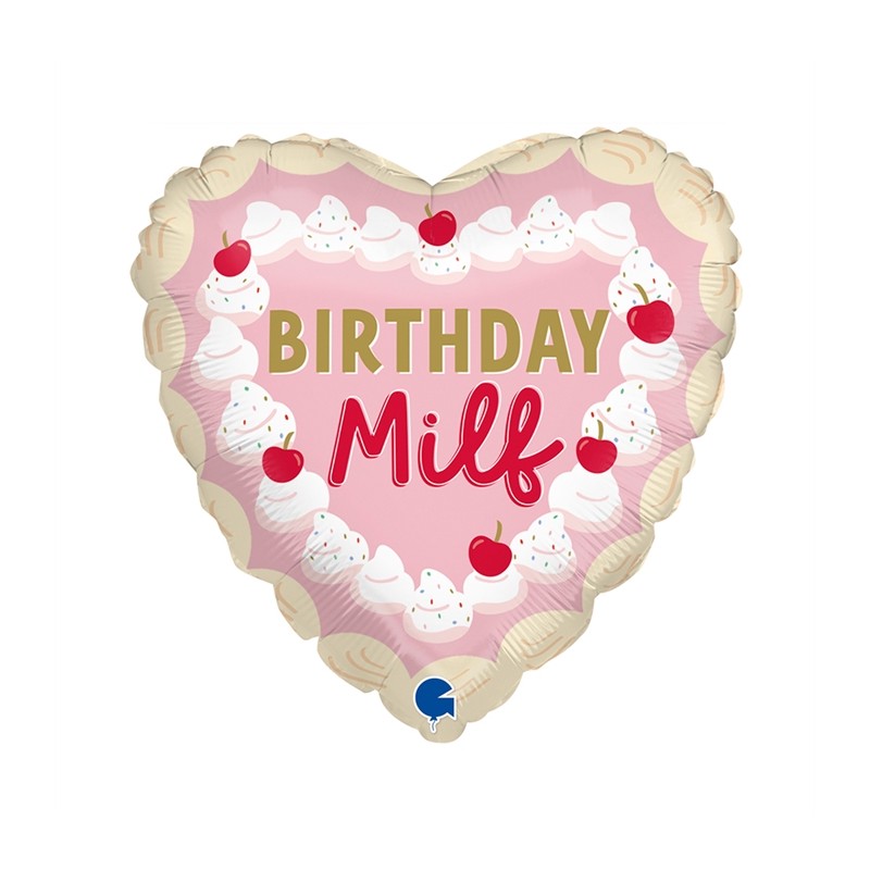 BALLON METALLIQUE COEUR BIRTHDAY MILF CUP CAKE 46 CM 