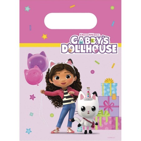 4 SACHETS CADEAU PAPIER GABBYCHAT OU GABBY'S DOLLHOUSE 16 X 22 CM