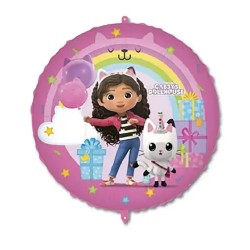 BALLON METALLIQUE ROND GABBYCHAT OU GABBY'S DOLLHOUSE 46 CM