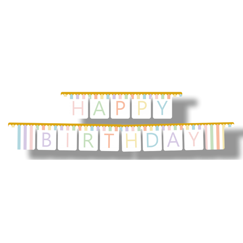GUIRLANDE HAPPY BIRTHDAY MULTICOLORES PASTEL 3 METRES