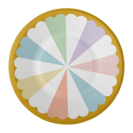 8 ASSIETTES EN CARTON PASTEL MULTICOLORE 18 CM