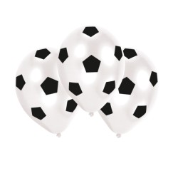 6 BALLONS LATEX 11" NOIR ET BLANC BALLON DE FOOT