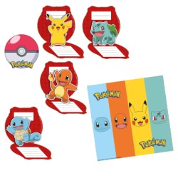 8 CARTES D'INVITATIONS + ENVELOPPES POKEMON  POKEBALL