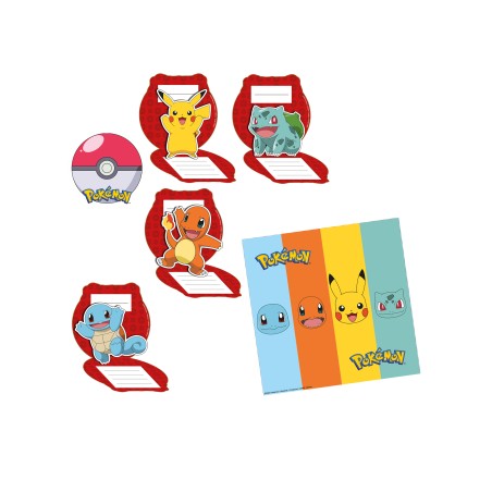 8 CARTES D'INVITATIONS + ENVELOPPES POKEMON  POKEBALL