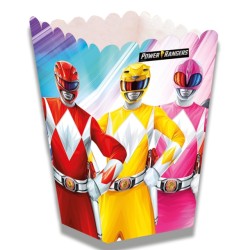 12 CONTENANTS OU BOITE CARTON THEME POWER RANGERS 5 X 5 X 14 CM