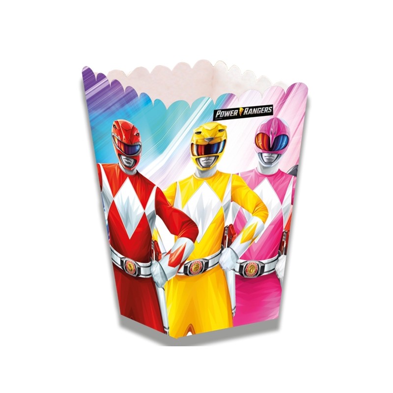 12 CONTENANTS OU BOITE CARTON THEME POWER RANGERS 5 X 5 X 14 CM