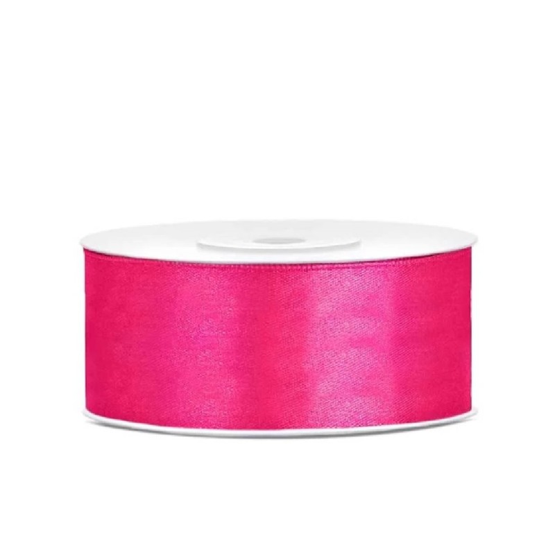 RUBAN SATIN ROSE FUCHSIA 25 MM X 25 M